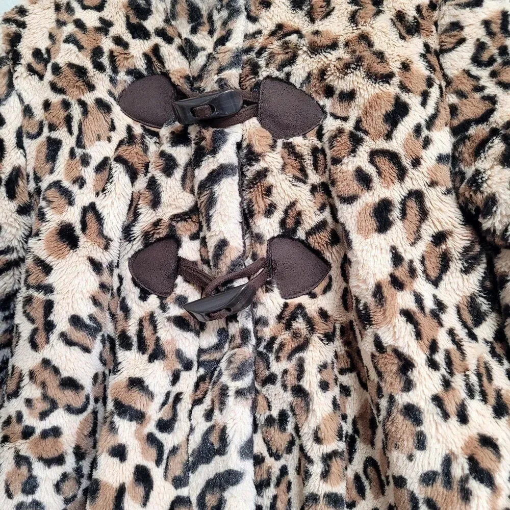 Rothschild Girl Leopard Winter Coat Size Small 4